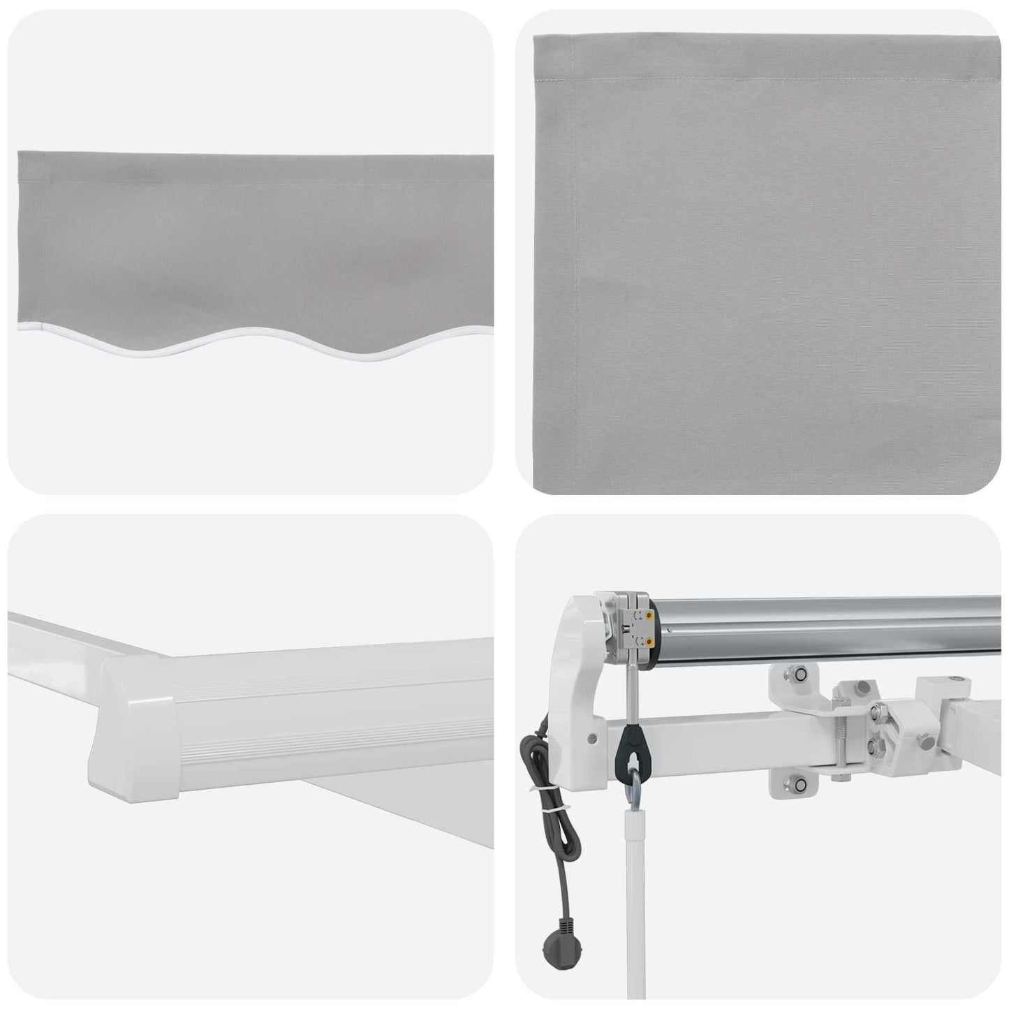 Uttrekkbar markise Lysegrå 400 × 300 cm Stoff og Aluminium