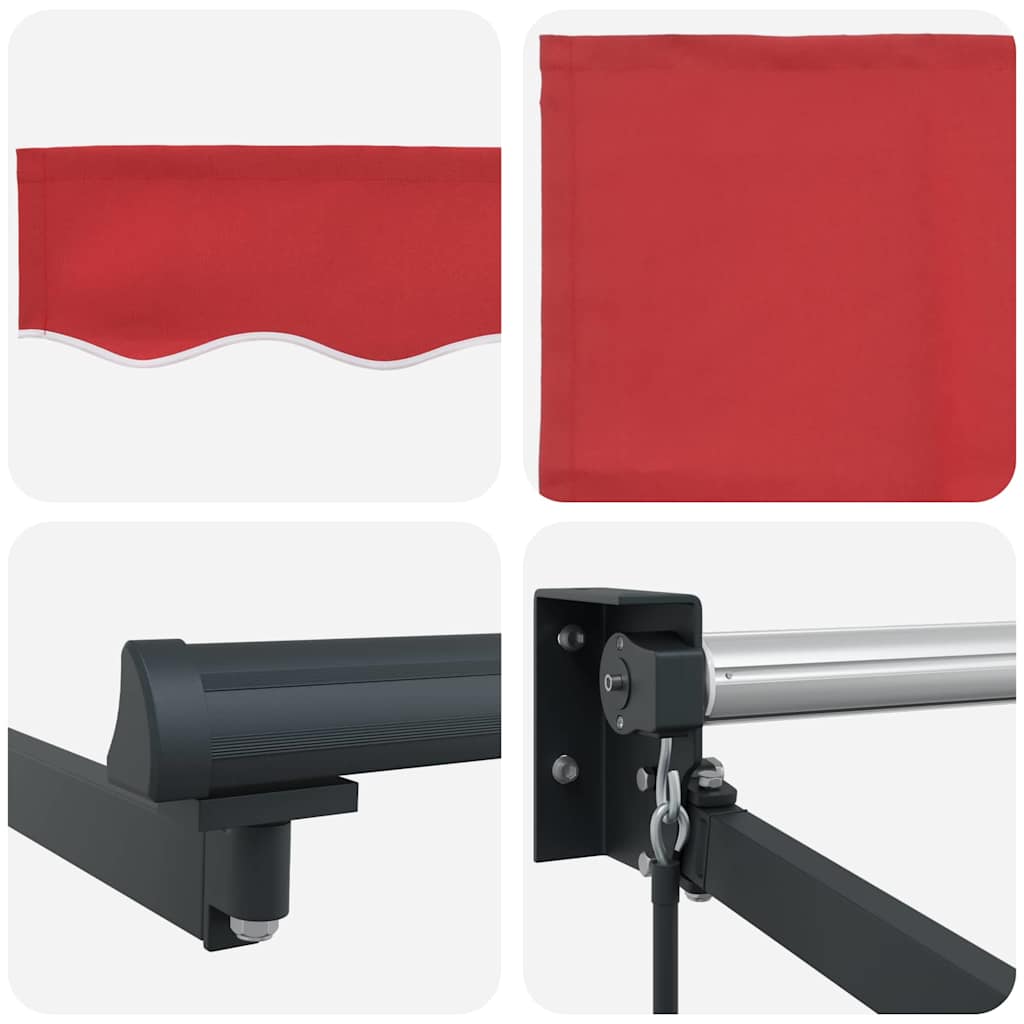 Uttrekkbar markise Rød 400 × 300 cm 100% polyester og aluminium