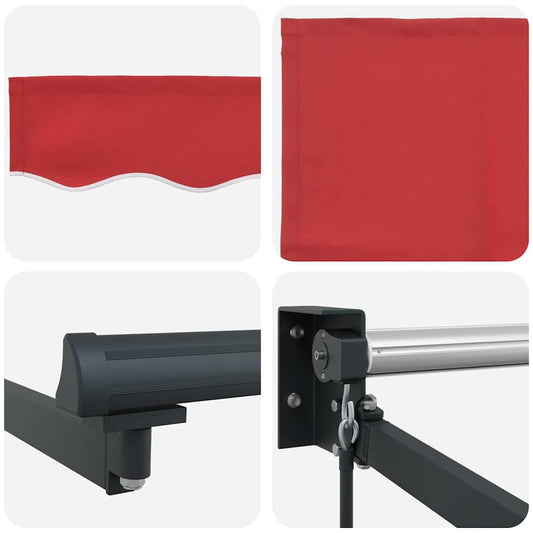 Uttrekkbar markise Rød 400 × 300 cm 100% polyester og aluminium