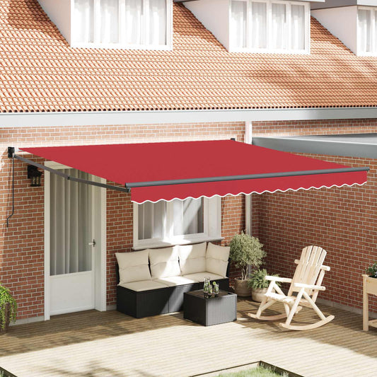 Uttrekkbar markise Rød 400 × 300 cm 100% polyester og aluminium