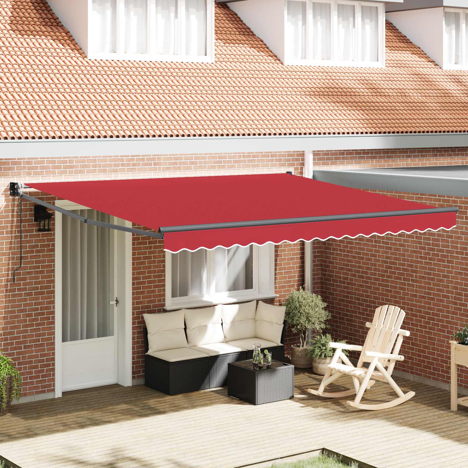 Innvendbar Markise Rød 400 × 300 cm Polyester og aluminium vidaXL