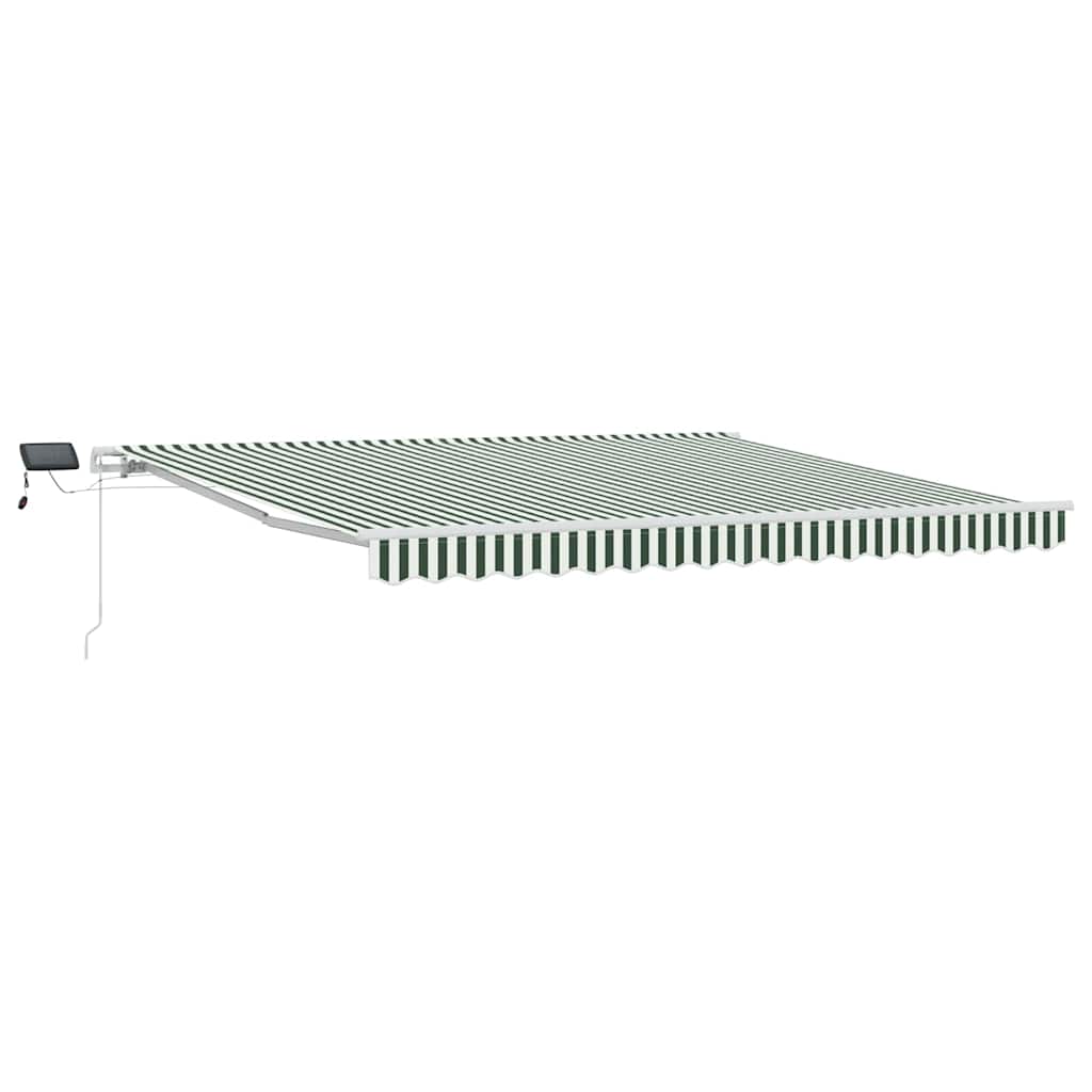 Uttrekkbar markise Grønn og hvit 400 × 300 cm