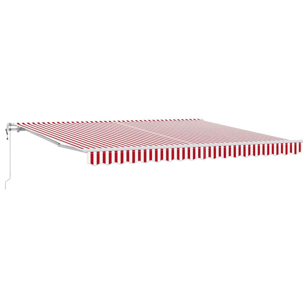 Uttrekkbar markise Rød og Hvit 400 × 350 cm Stoff og Aluminium
