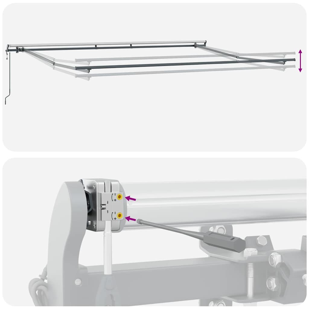 Innvendbar Markise Rød og Hvit 400 × 350 cm Stoff og Aluminium