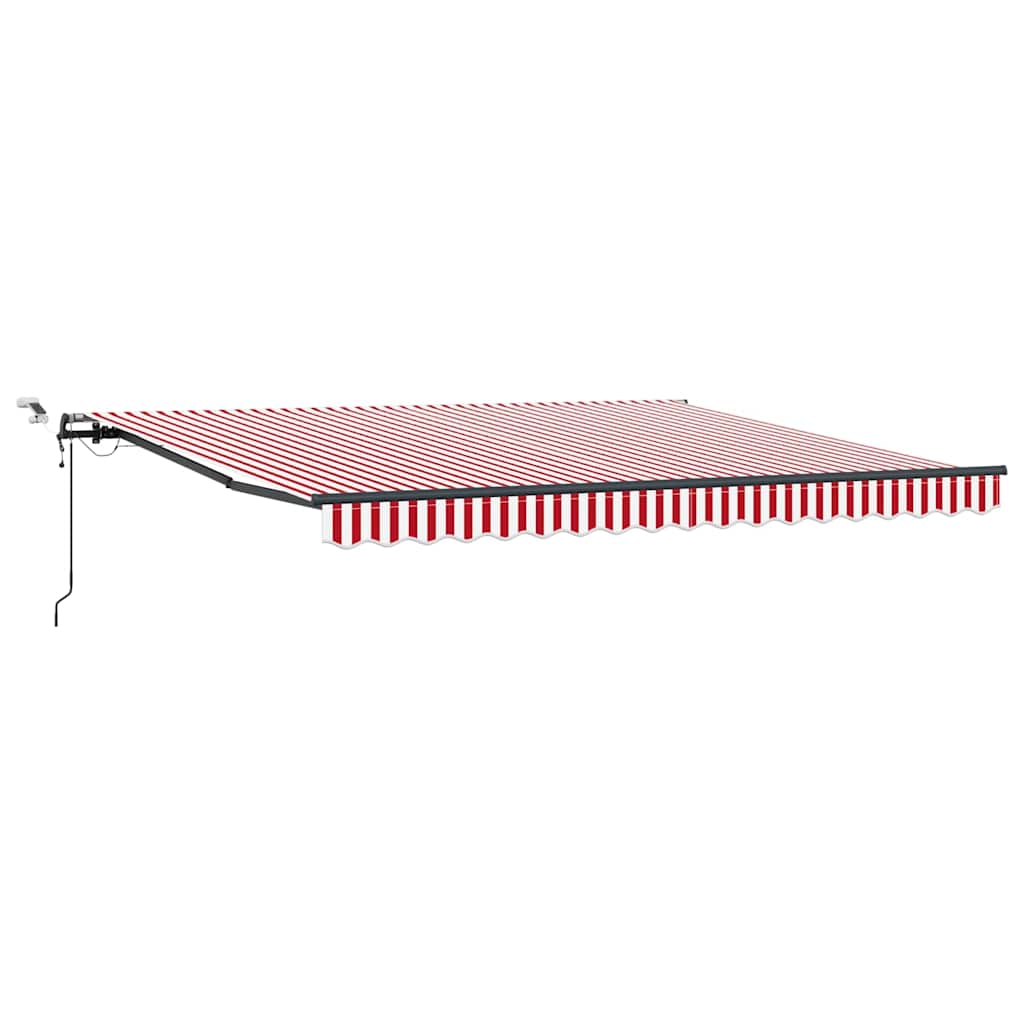 Uttrekkbar markise Rød og Hvit 400 × 350 cm Polyester