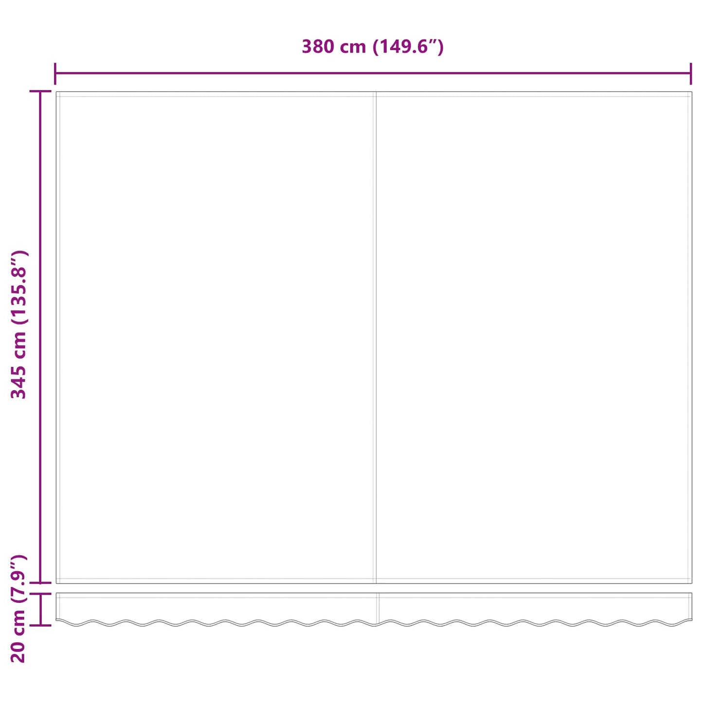 Innvendbar Markise Flerfarget 400 × 350 cm