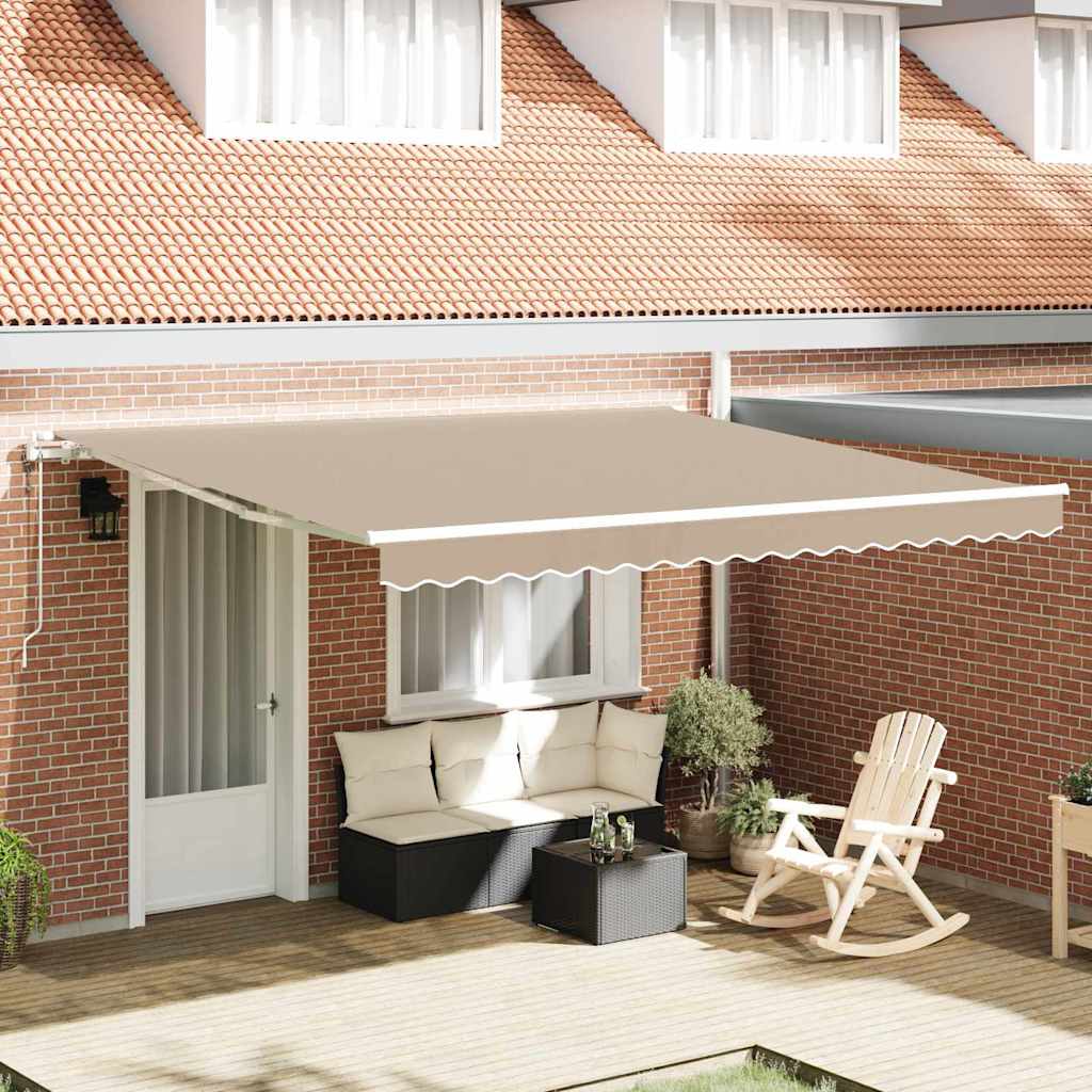 Uttrekkbar markise Beige 400 × 350 cm Stoff og Aluminium