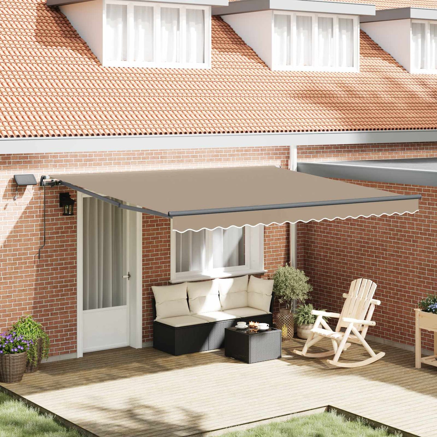 Uttrekkbar markise Beige 400 × 350 cm Stoff og Aluminium