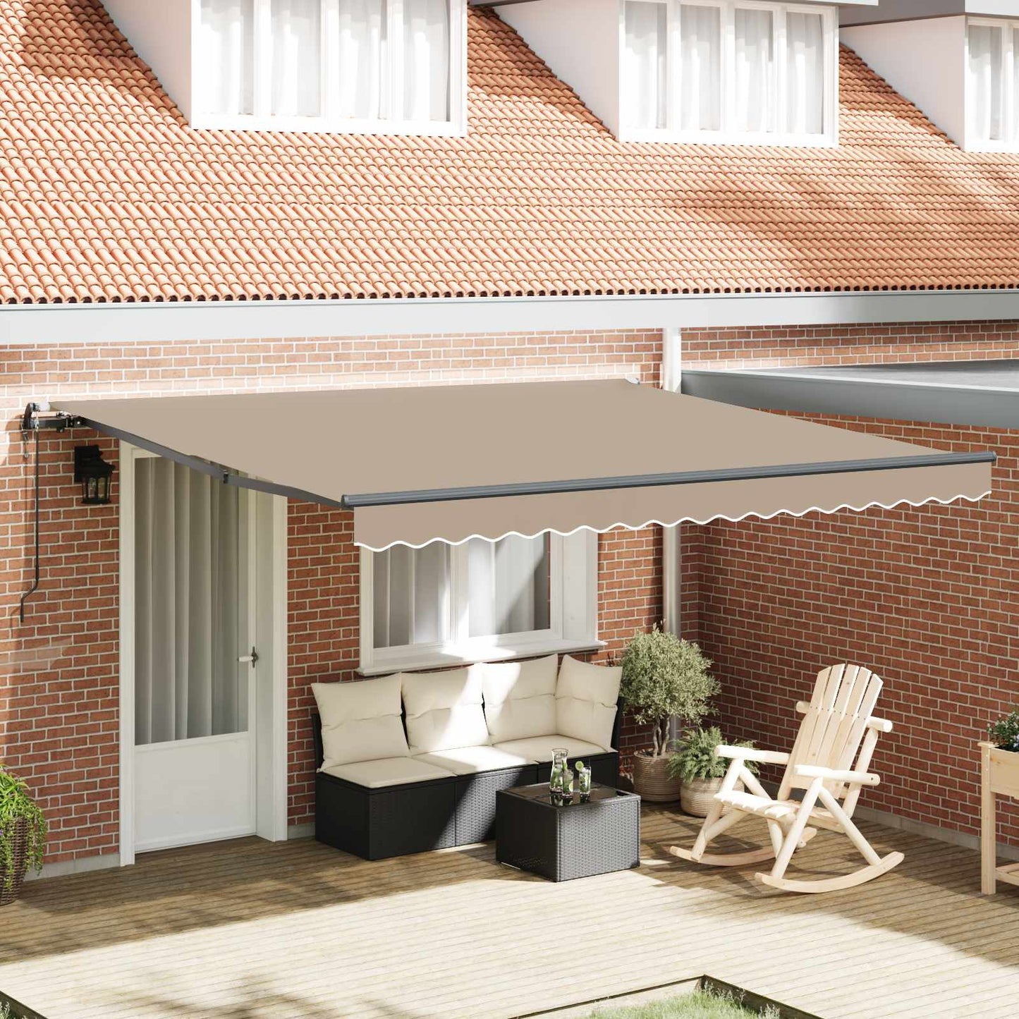 Uttrekkbar markise Beige 400 × 350 cm Stoff og Aluminium