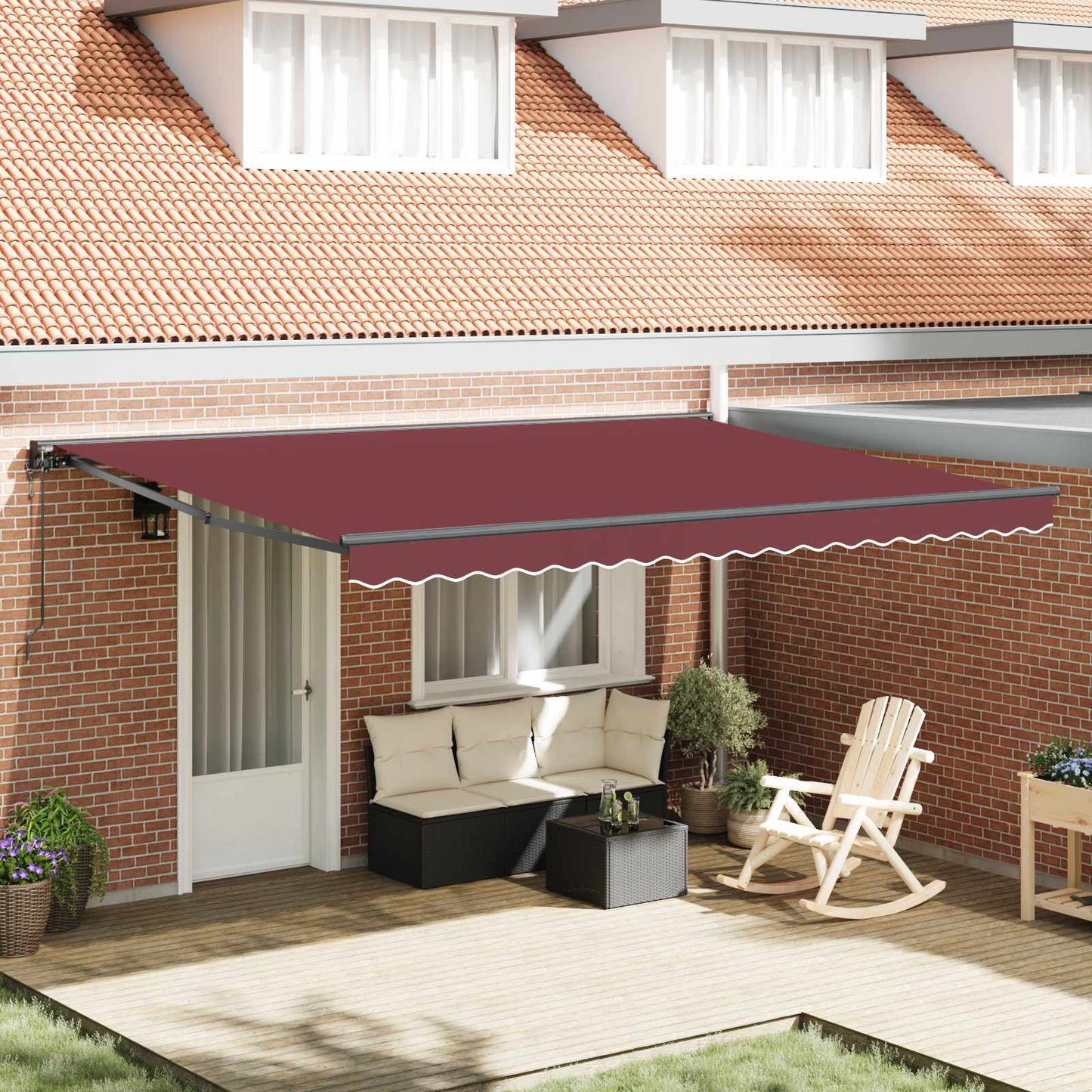 Markiseramme Burgunder 450 × 300 cm Polyester med PU-belegg