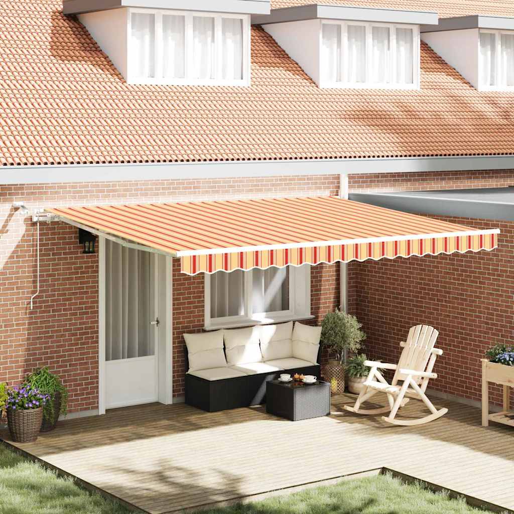 Uttrekkbar markise Gul og oransje 450 × 300 cm Polyester