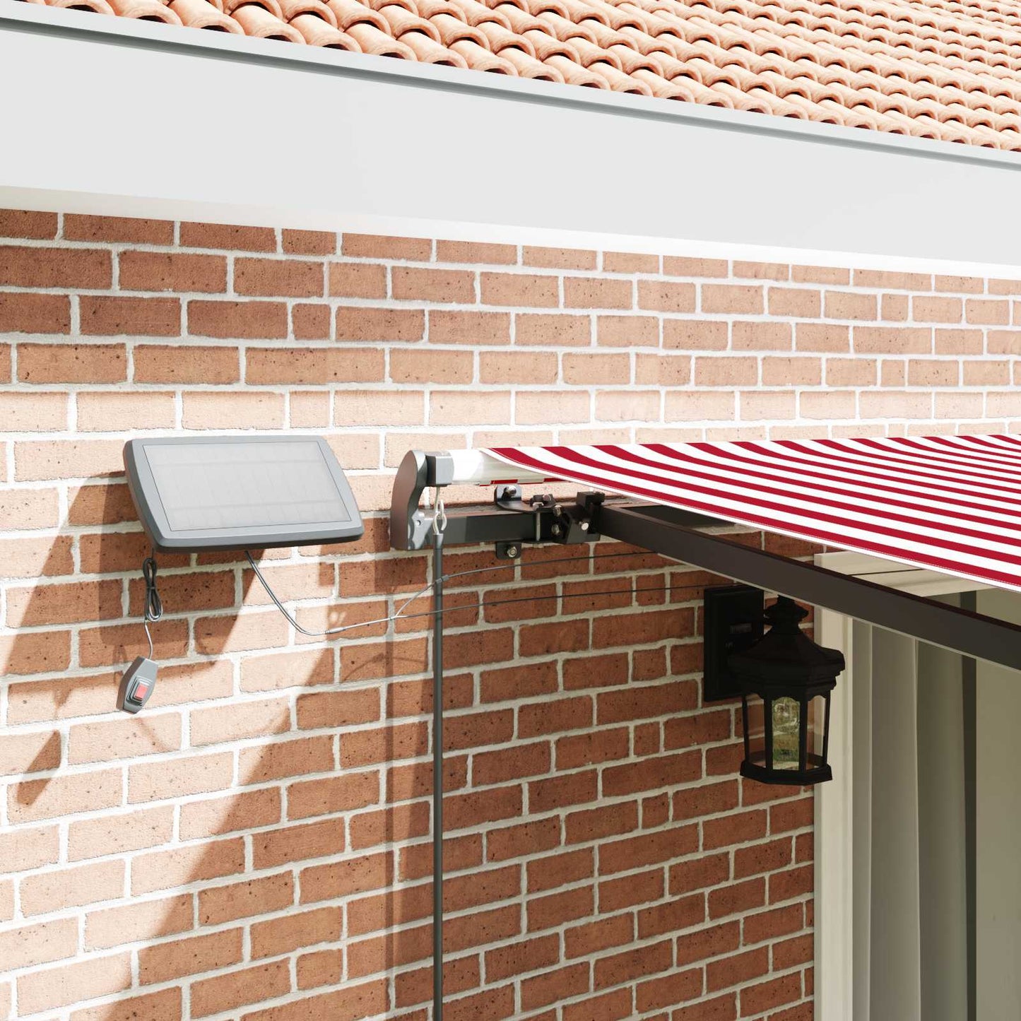 Uttrekkbar markise Rød og Hvit 450 × 300 cm Stoff og Aluminium