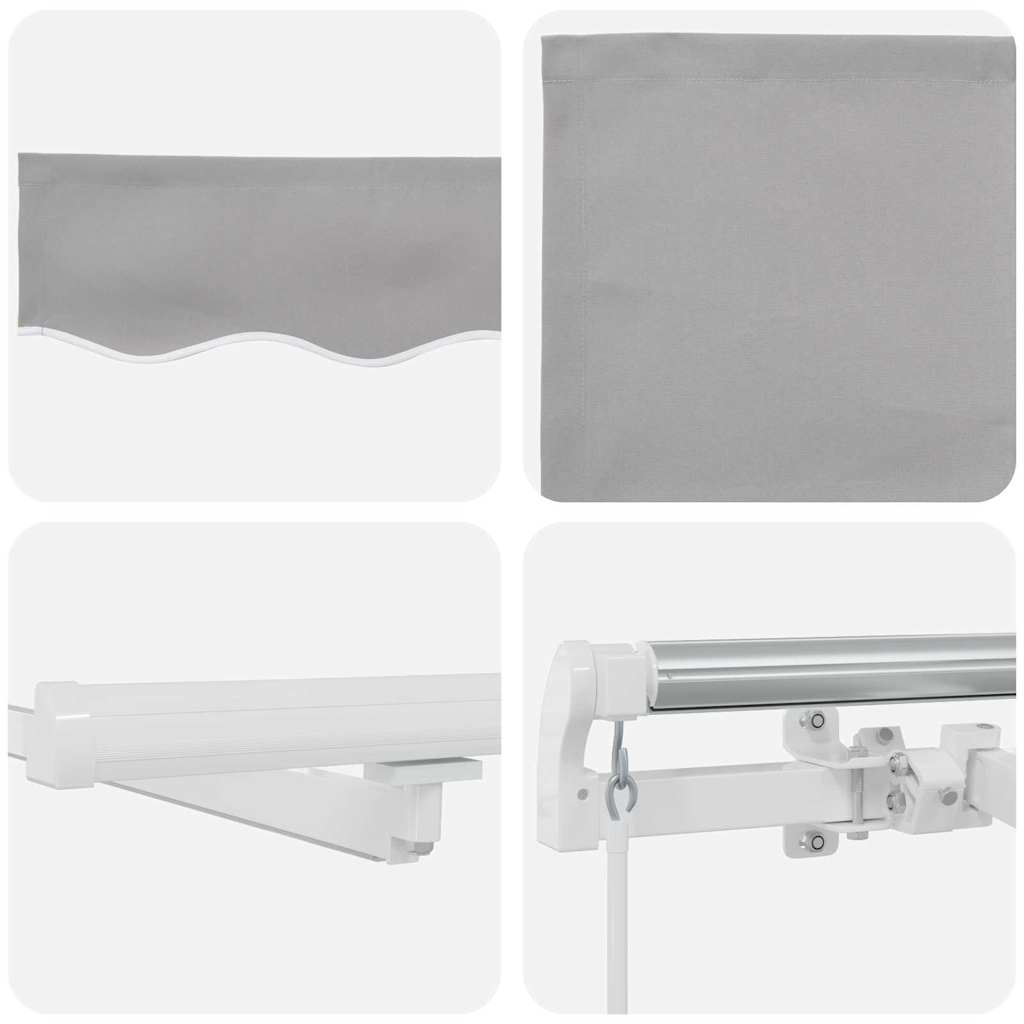 Uttrekkbar markise Lysegrå 450 × 300 cm Stoff og Aluminium