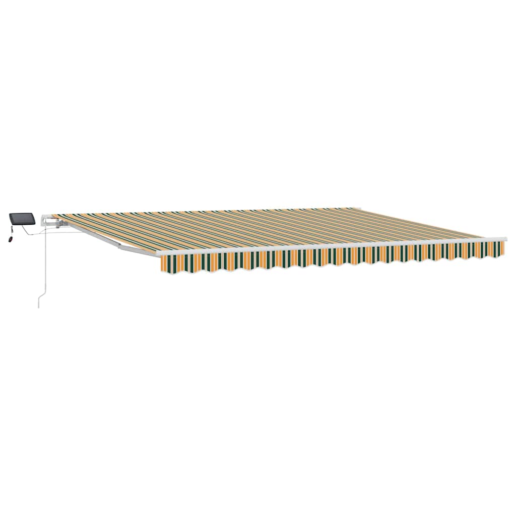 Uttrekkbar markise Grønn og gul 450 × 300 cm Stoff og Aluminium