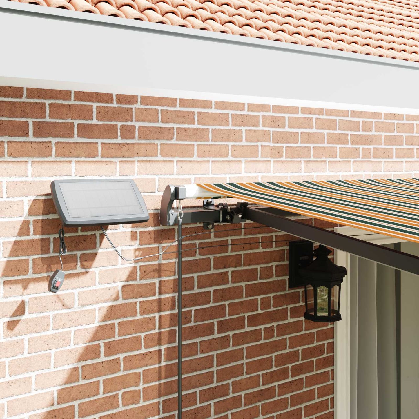 Uttrekkbar markise Grønn og gul 450 × 300 cm Stoff og Aluminium