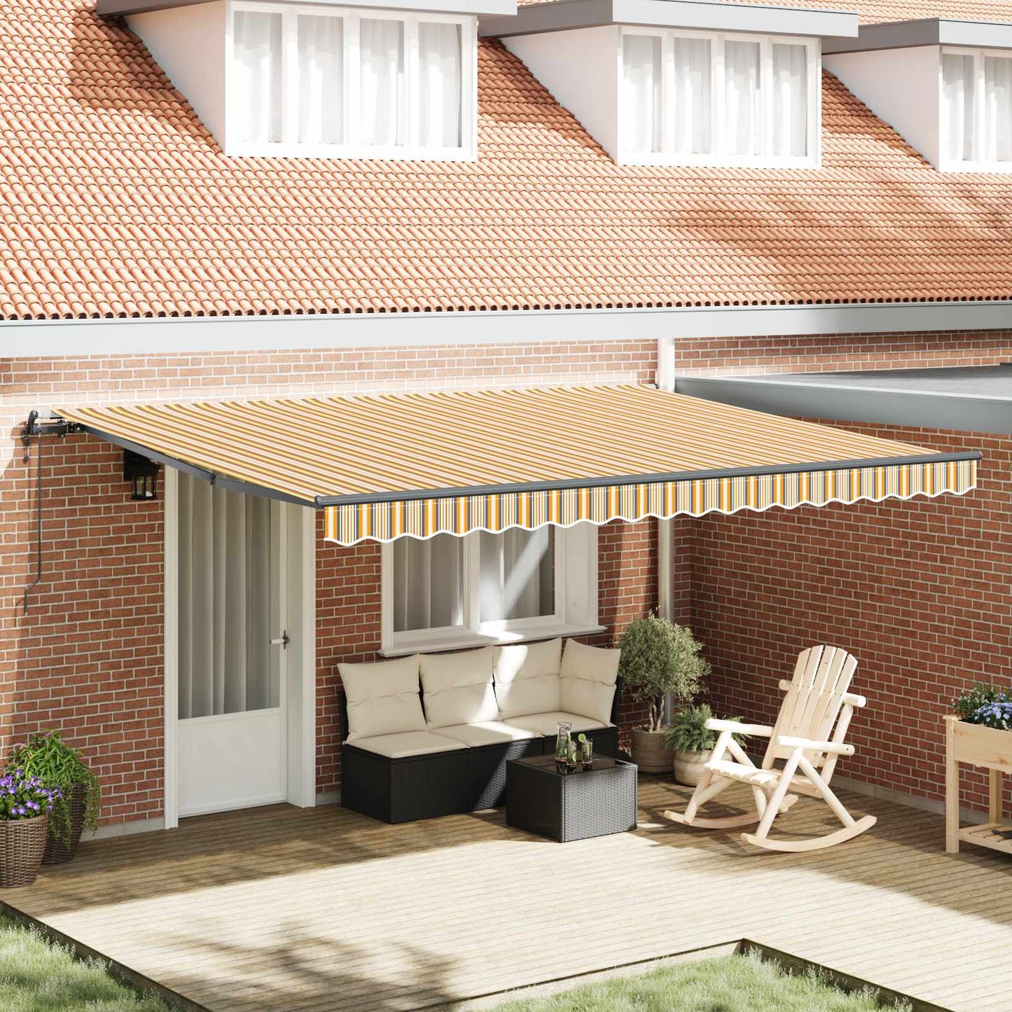 Innvendbar Markise Flerfarget 450 × 350 cm Stoff og Aluminium