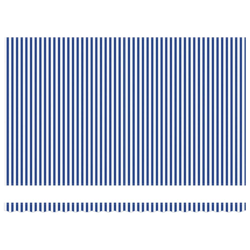 Markiseramme Blå og hvit 500 × 300 cm Polyester med PU-belegg