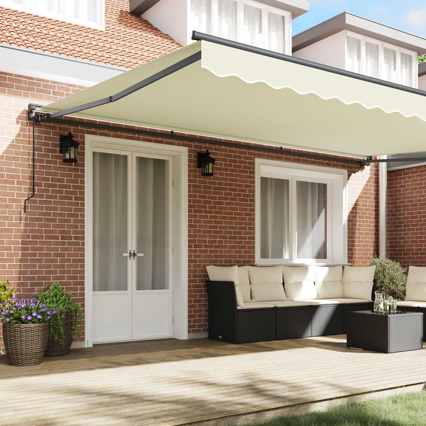 Markiseramme Krem 500 × 300 cm Polyester med PU-belegg