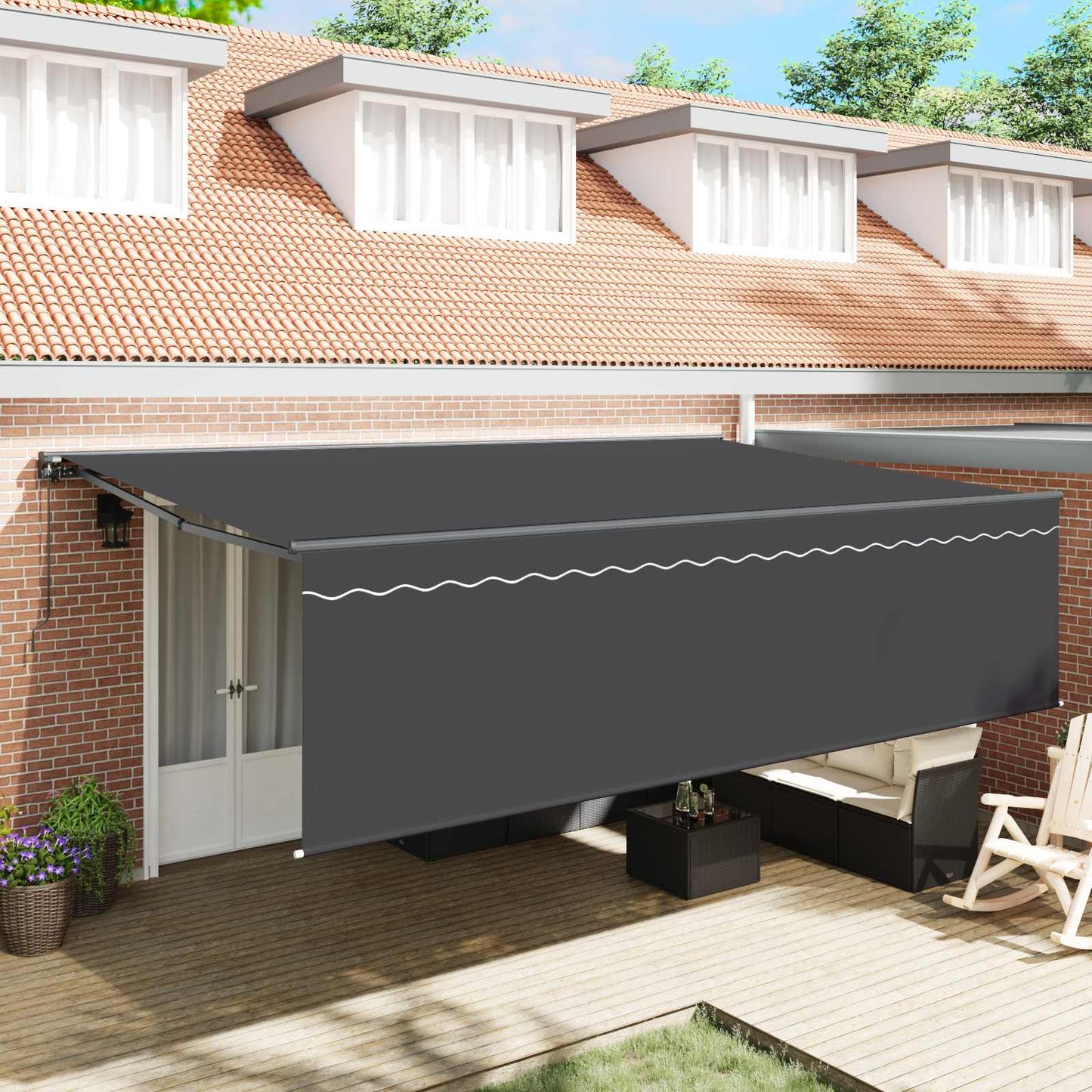 Innvendbar Markise Antrasitt 500 × 300 cm