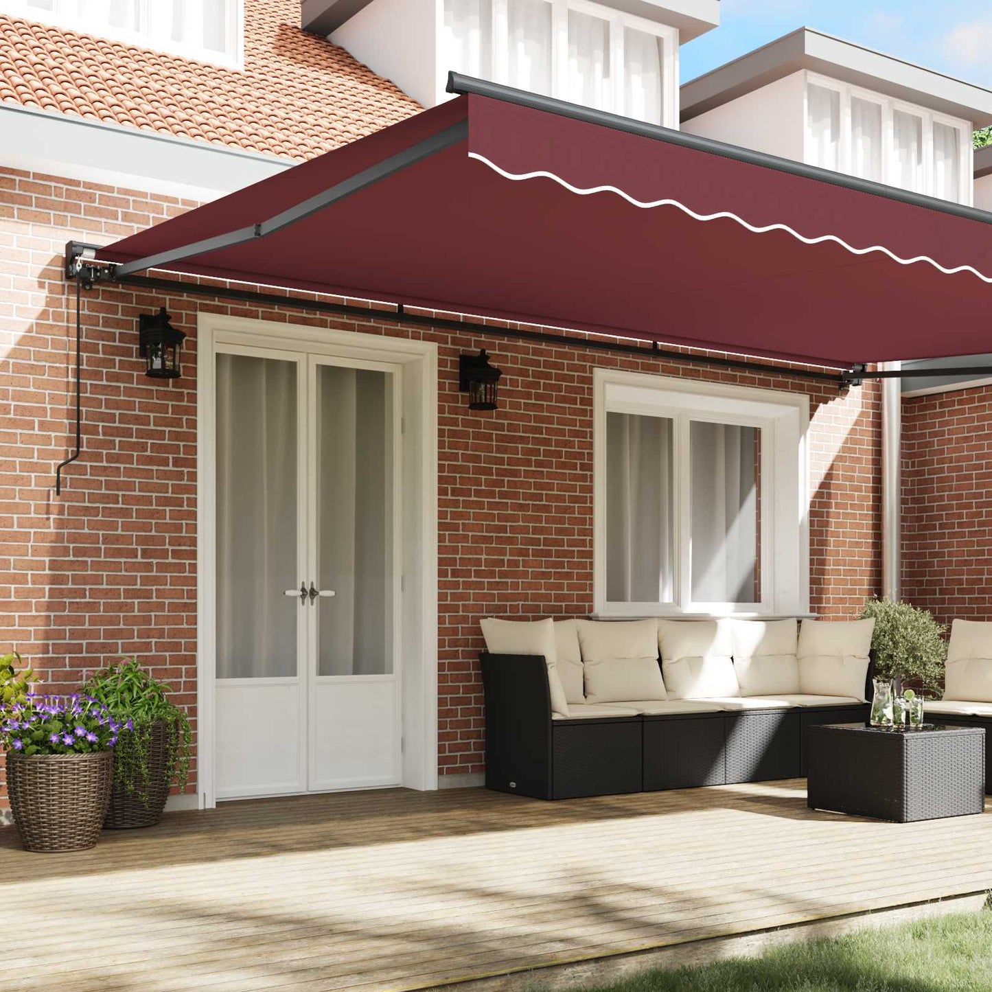 Markiseramme Burgunder 500 × 300 cm Polyester med PU-belegg