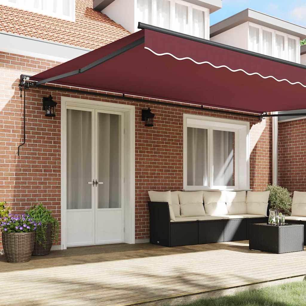 Markiseramme Burgunder 500 × 300 cm Polyester med PU-belegg