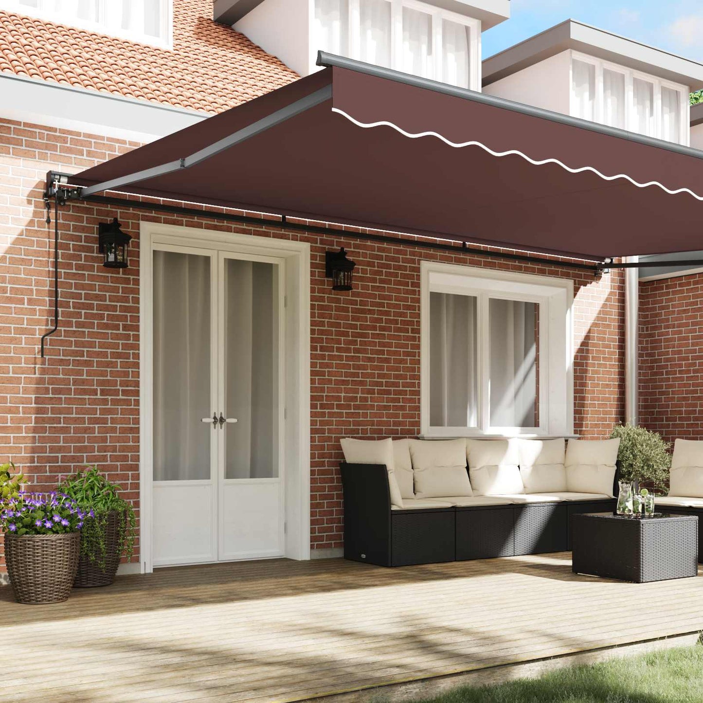 Markiseramme Brun 500 × 300 cm Polyester med PU-belegg