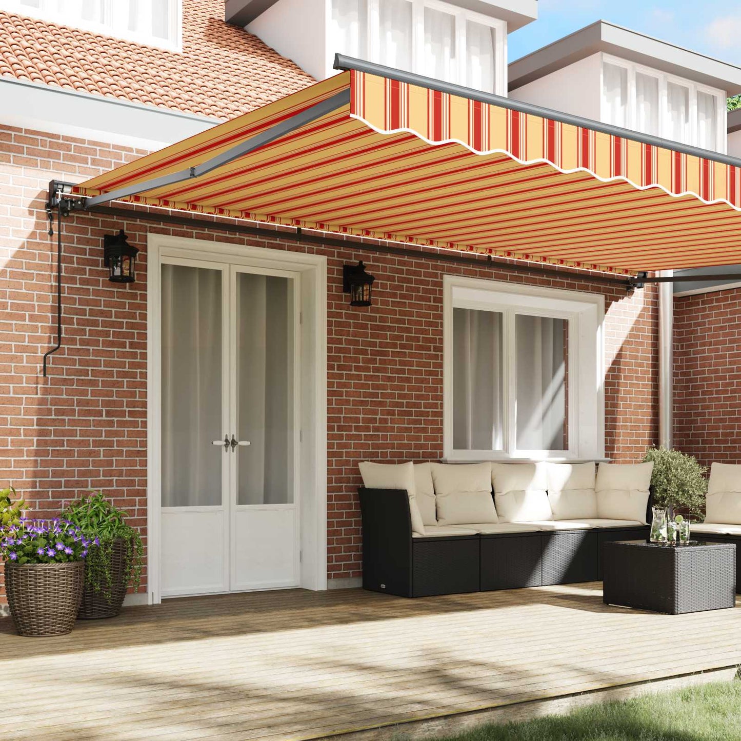 Markiseramme Flerfarget 500 × 300 cm Polyester med PU-belegg