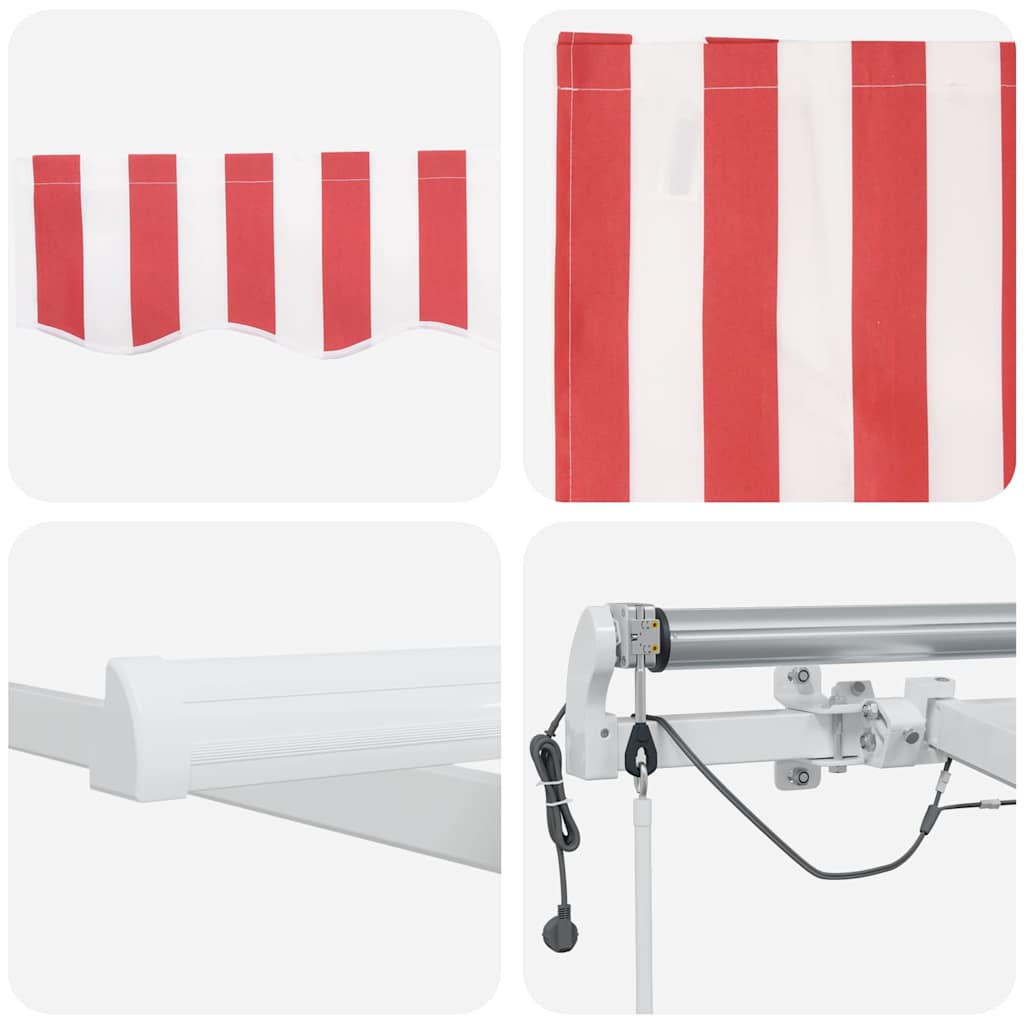 Innvendbar Markise Rød og Hvit 500 × 300 cm Polyester og Metall
