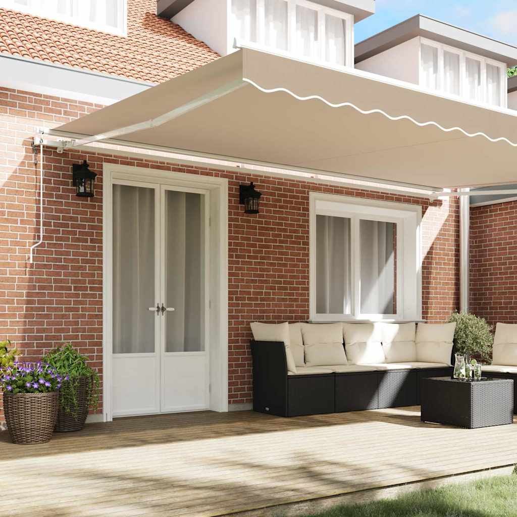 Uttrekkbar markise Beige 500 × 300 cm Stoff og Aluminium
