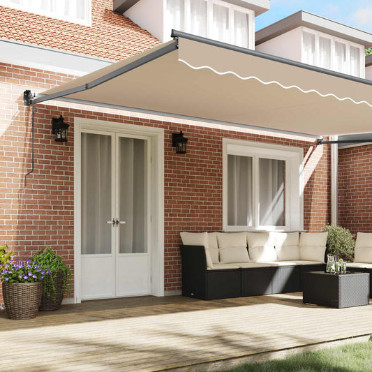 Uttrekkbar markise Beige 500 x 300 x 165 cm Polyester og Metall