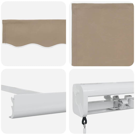 Uttrekkbar markise Beige 500 × 300 cm Lær og aluminium