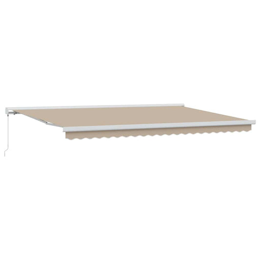 Uttrekkbar markise Beige 500 × 300 cm Lær og aluminium
