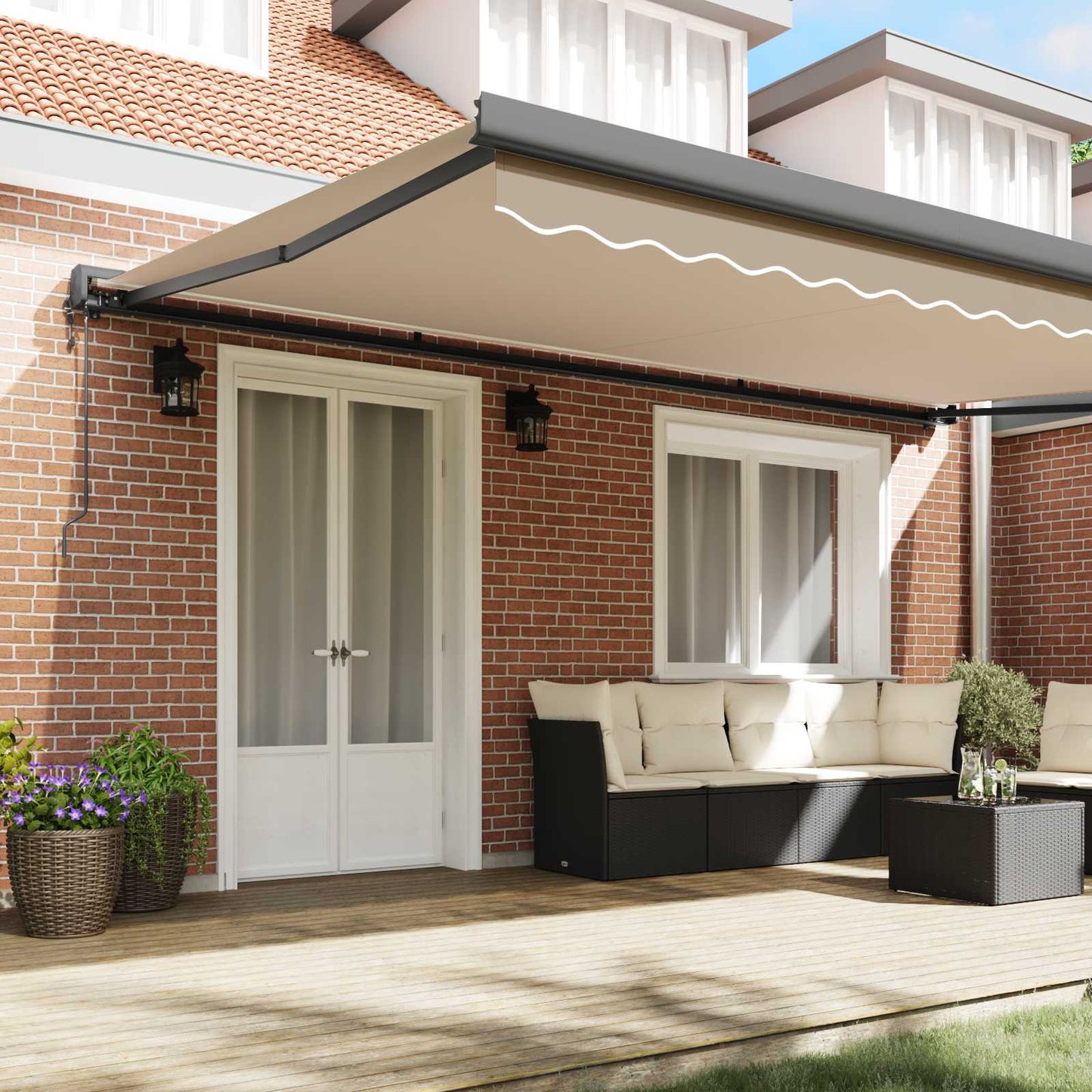 Uttrekkbar markise Beige 500 × 300 cm Stoff og Metall