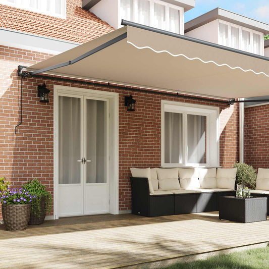Markiseramme Beige 500 × 300 cm Polyester med PU-belegg