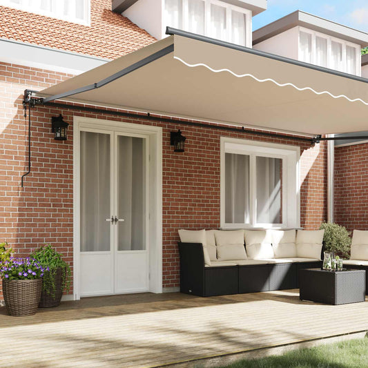 Markiseramme Beige 500 × 300 cm Polyester med PU-belegg