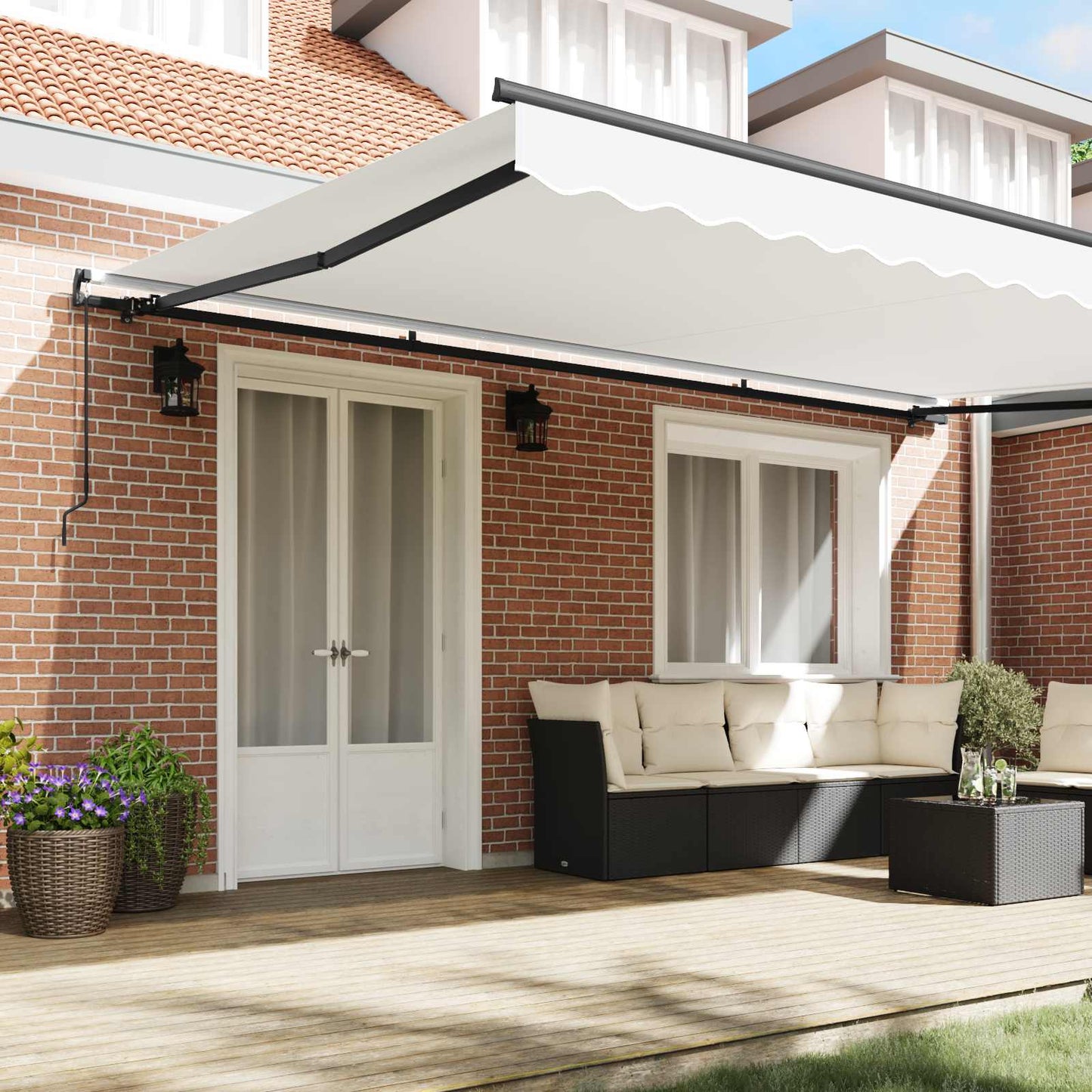 Uttrekkbar markise Hvit 500 × 300 cm Polyester og aluminium