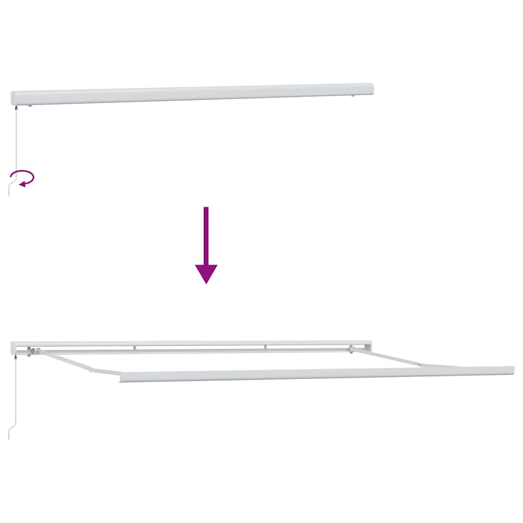 Uttrekkbar markise Hvit 500 × 300 cm Lær og aluminium