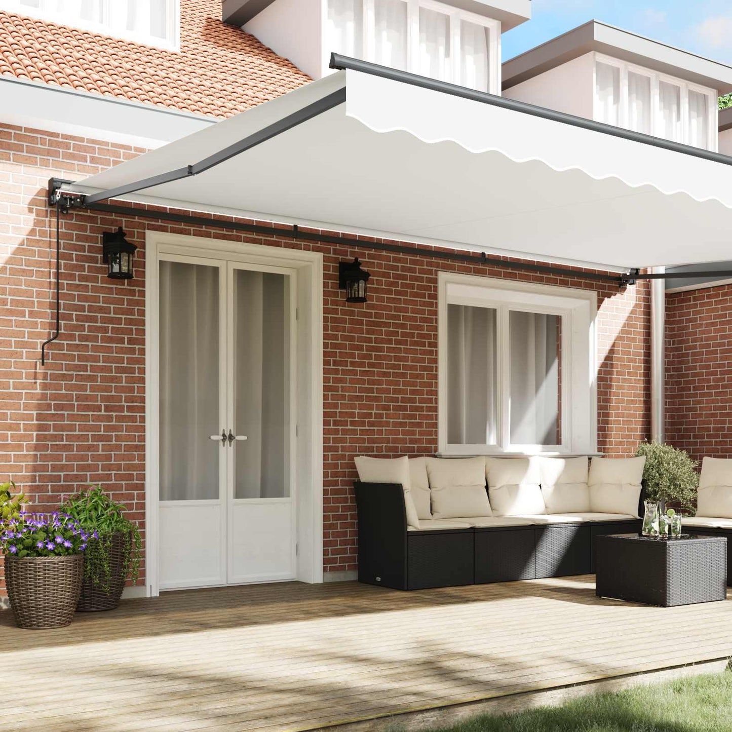Markiseramme Hvit 500 × 300 cm Polyester med PU-belegg