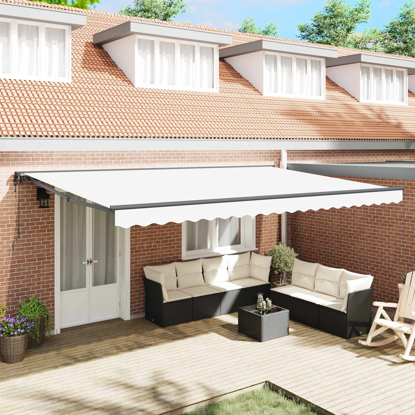 Markiseramme Hvit 500 × 300 cm Polyester med PU-belegg
