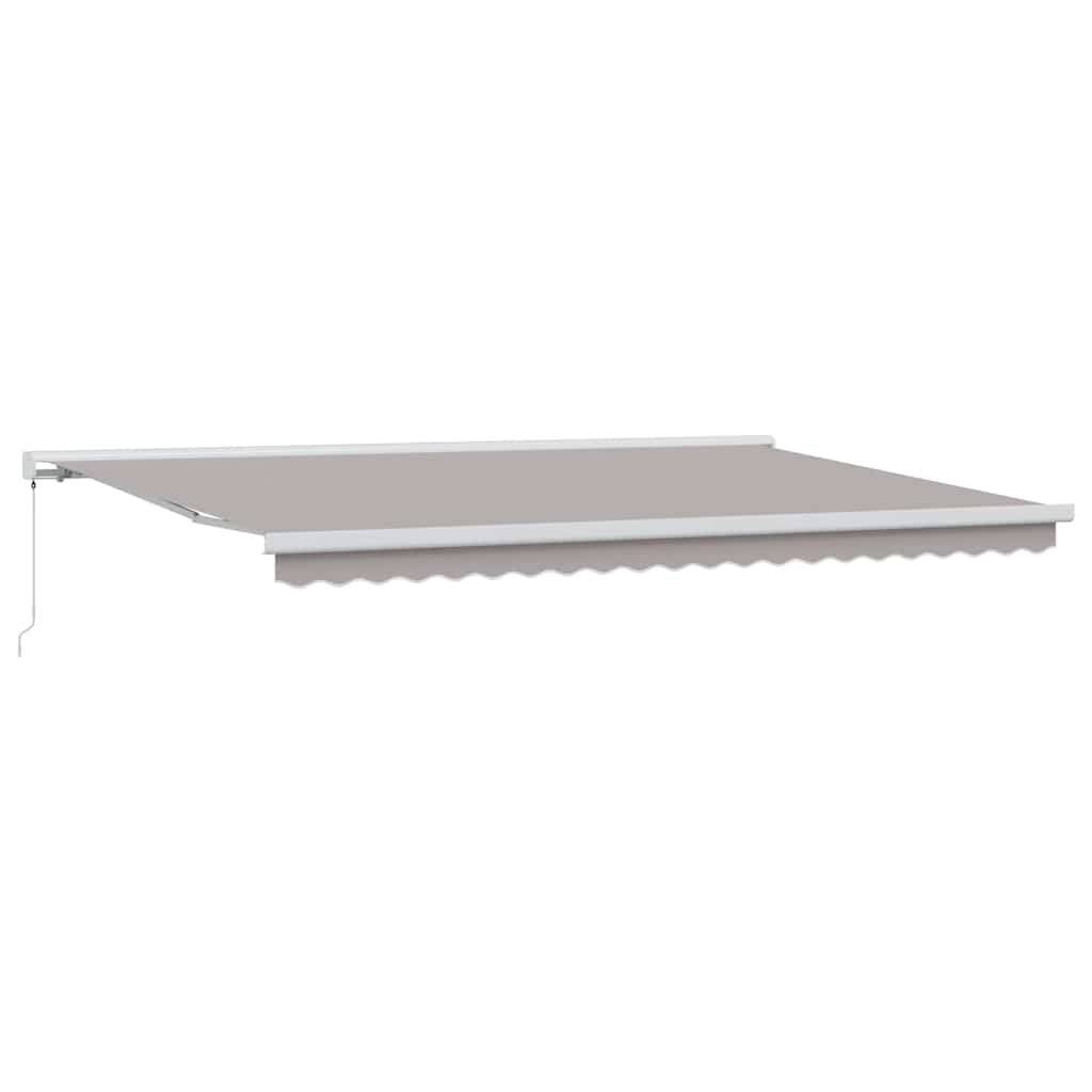 Uttrekkbar markise Lysegrå 500 × 300 cm Lær og aluminium