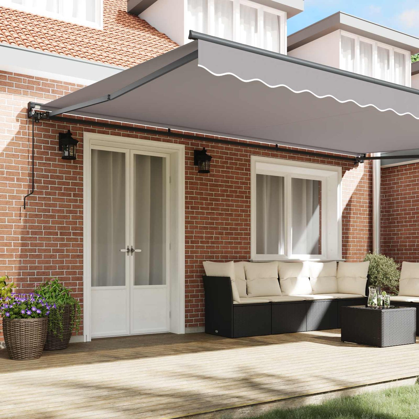 Markiseramme Lysegrå 500 × 300 cm Polyester med PU-belegg