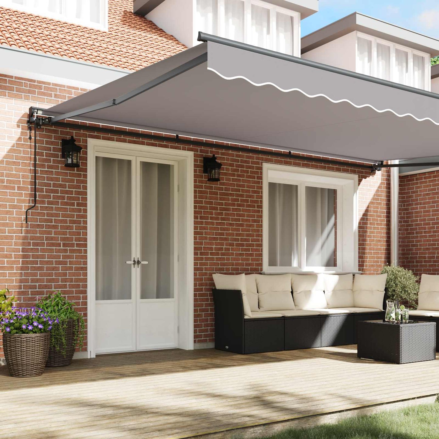 Markiseramme Lysegrå 500 × 300 cm Polyester med PU-belegg