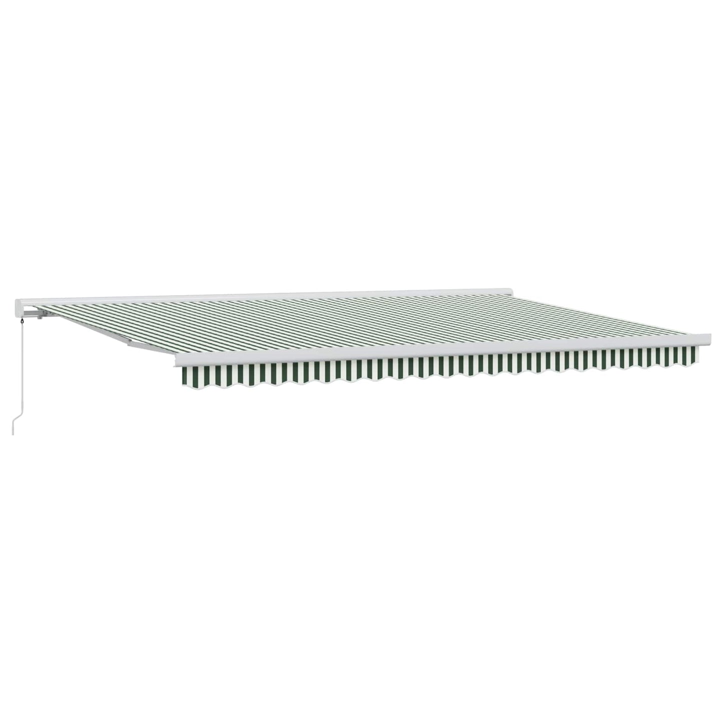 Uttrekkbar markise Grønn og hvit 500 × 300 cm Lær og aluminium