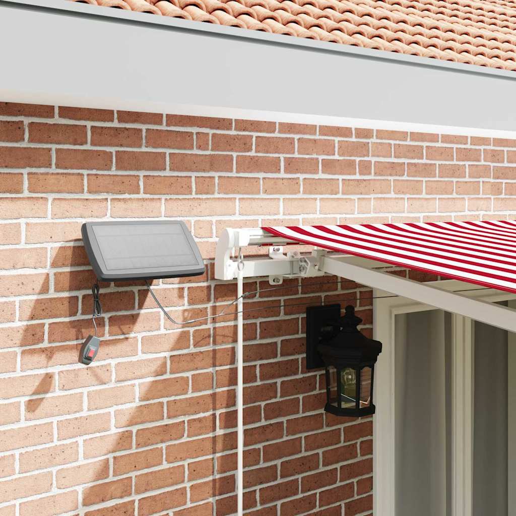 Uttrekkbar markise Rød og Hvit 500 × 350 cm Stoff og Aluminium