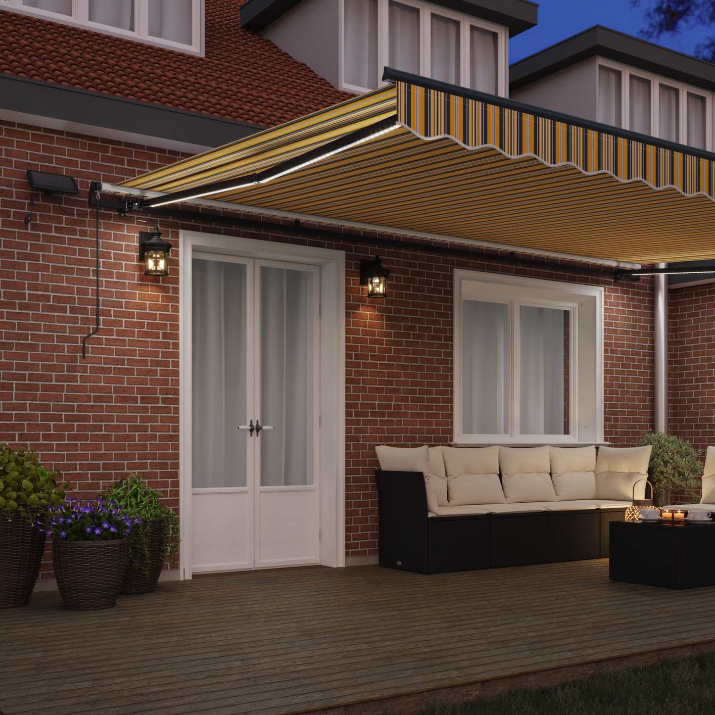 Uttrekkbar markise Flerfarget 500 × 350 cm Stoff og Aluminium