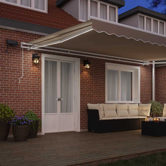 Uttrekkbar markise Beige 500 × 350 cm Stoff og Aluminium