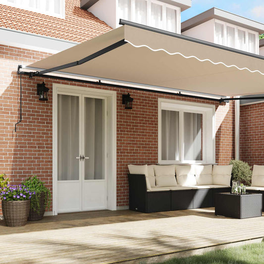 Uttrekkbar markise Beige 500 × 350 cm Polyester og aluminium