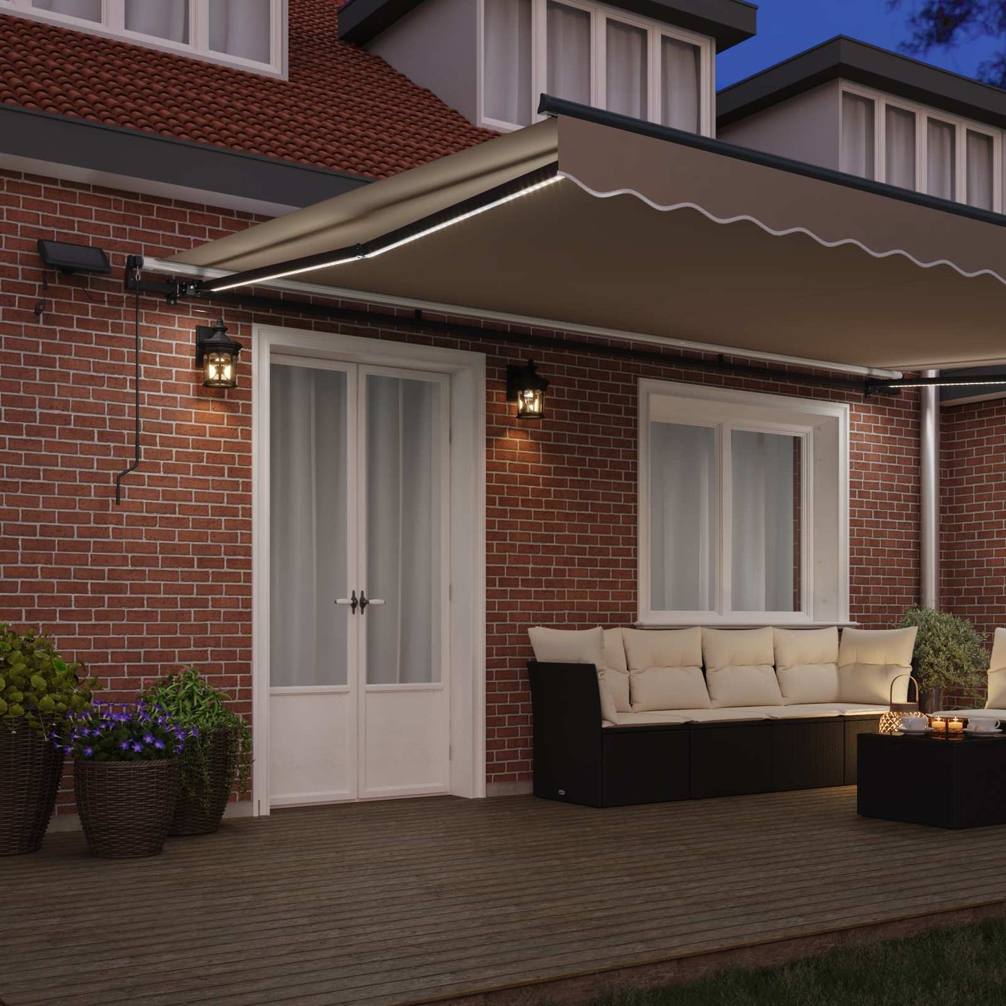 Uttrekkbar markise Beige 500 × 350 cm Stoff og Aluminium