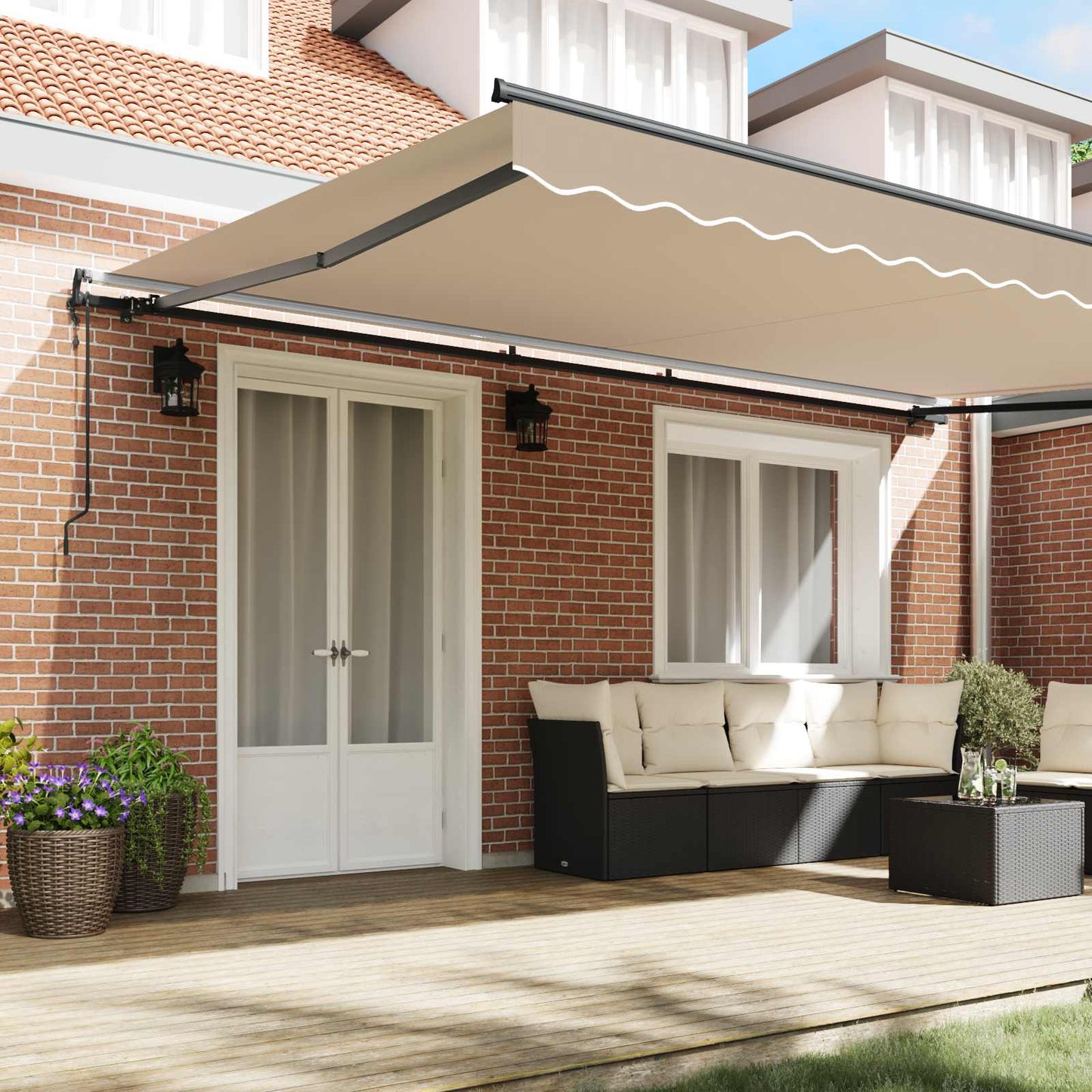 Uttrekkbar markise Beige 500 × 350 cm Stoff og Aluminium