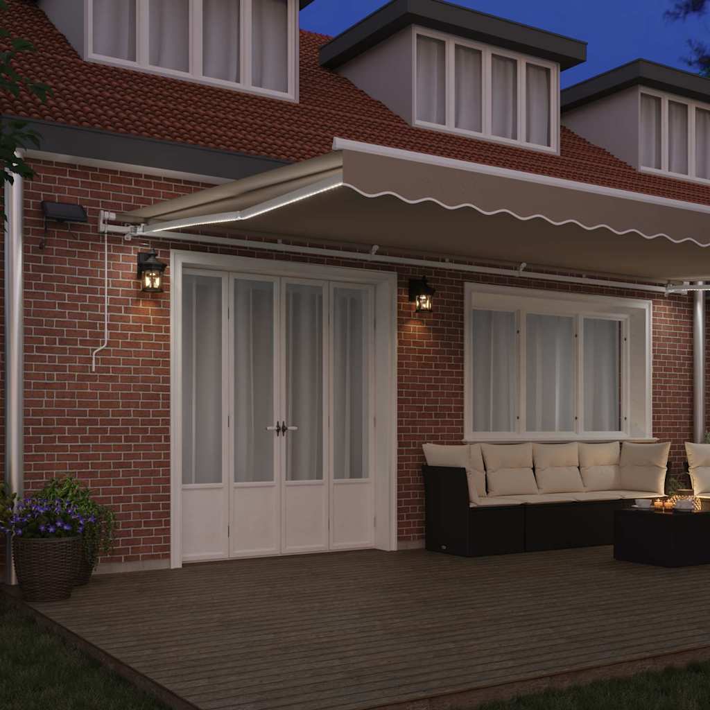 Uttrekkbar markise Beige 600 × 300 cm Stoff og Aluminium